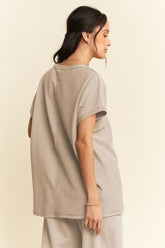 Davi & Dani Round Neck Short Sleeve Top and Pants Set OutfitFlow